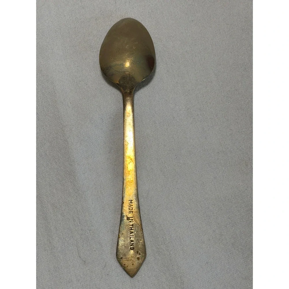 Bangkok Arts & Crafts Vintage Brass Enamel Demitasse Spoon Set of 6 Thailand